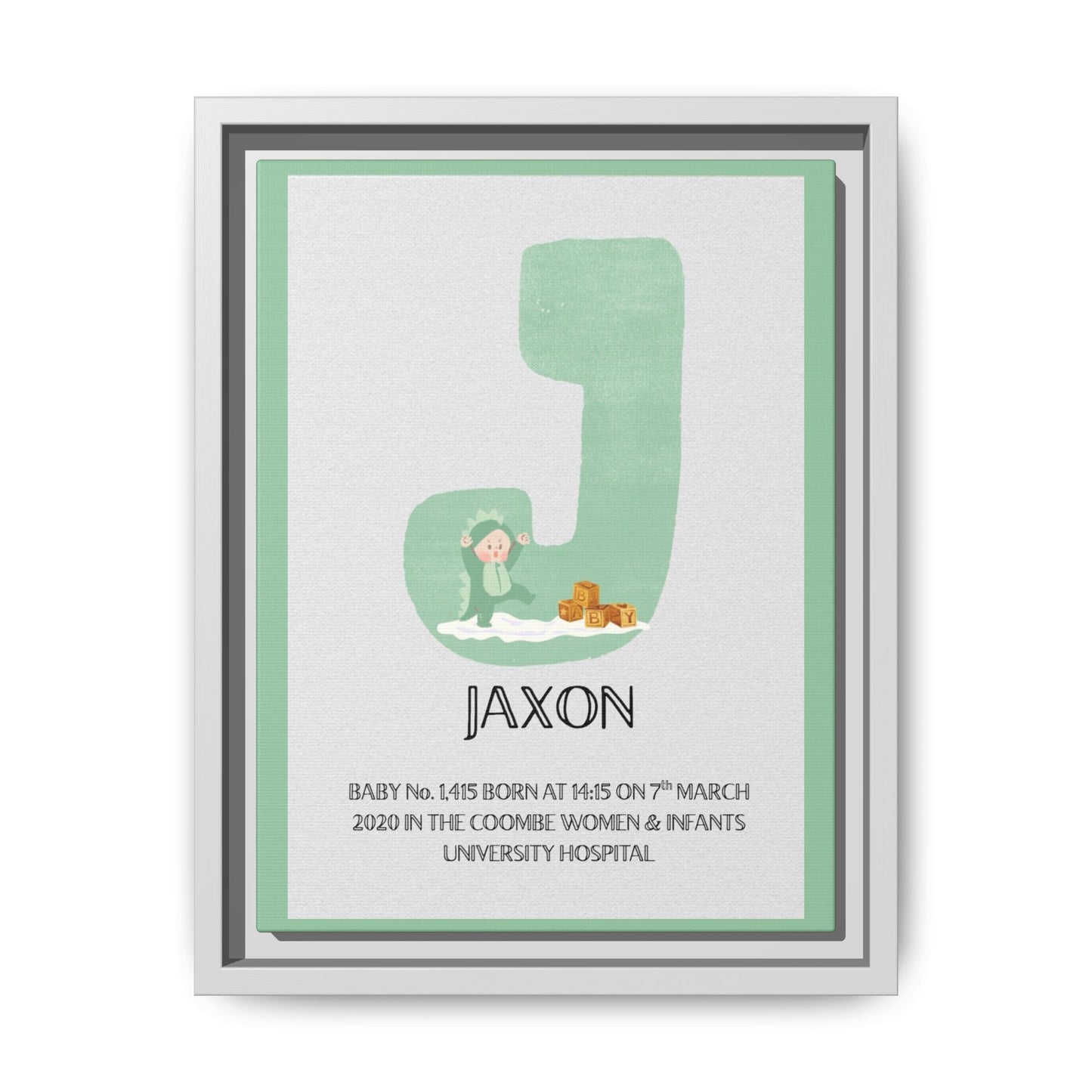 NewBorn Name Board Matte Canvas, Framed (Colour Variants Available)