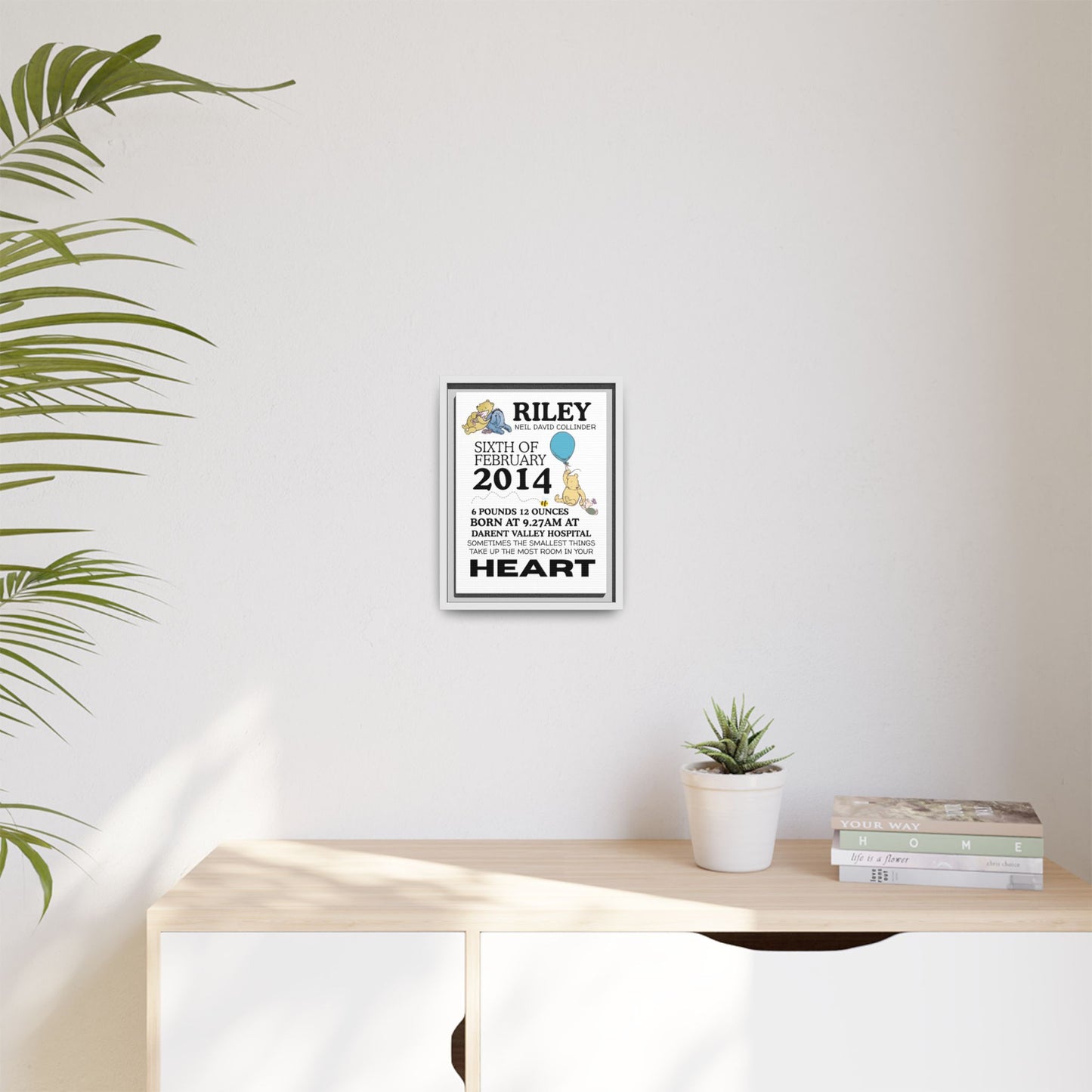 Winnie NewBorn Framed Canvas Print - Personalised Newborn Print (Variants Available)