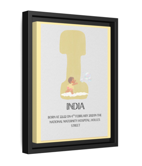 NewBorn Name Board Matte Canvas, Framed (Colour Variants Available)