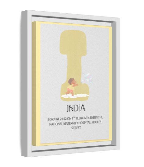 NewBorn Name Board Matte Canvas, Framed (Colour Variants Available)