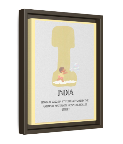 NewBorn Name Board Matte Canvas, Framed (Colour Variants Available)