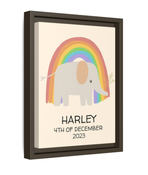 NewBorn Personalised Matte Canvas, Framed (Variant Designs Available)