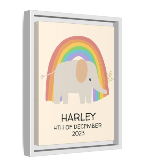 NewBorn Personalised Matte Canvas, Framed (Variant Designs Available)