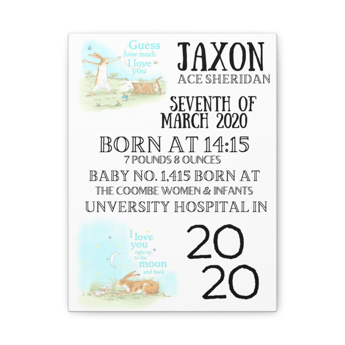 Personalized NewBorn Canvas Art (Multiple Designs Available)