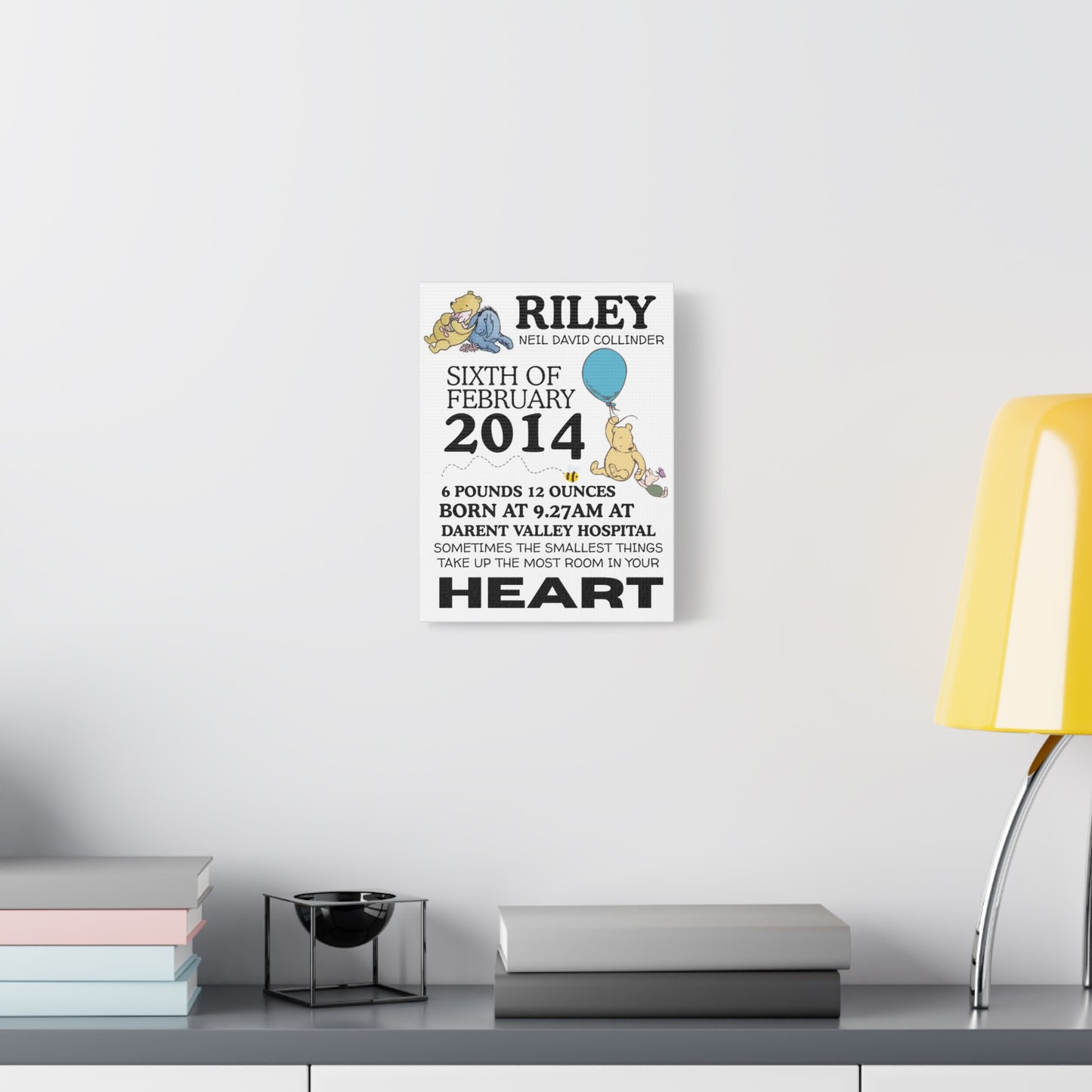 Personalised Canvas Print - Winnie NewBorn Print, Matte Stretched 1 25"