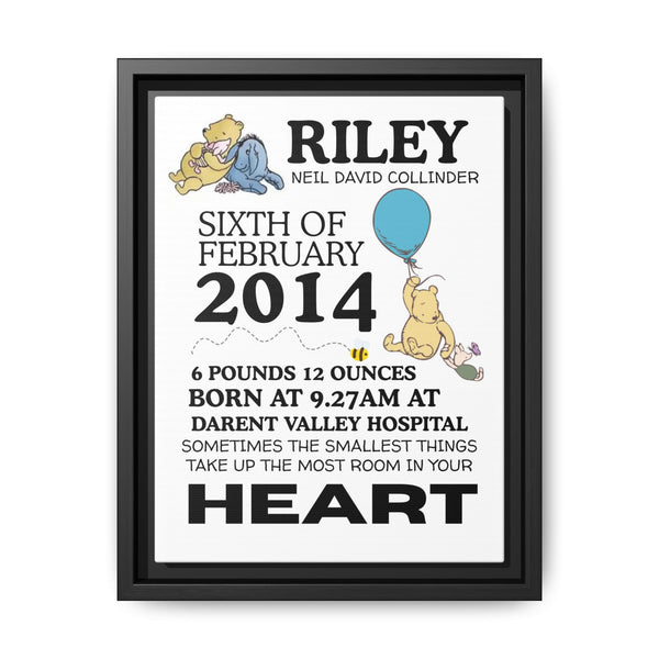 Winnie NewBorn Framed Canvas Print - Personalised Newborn Print (Variants Available)