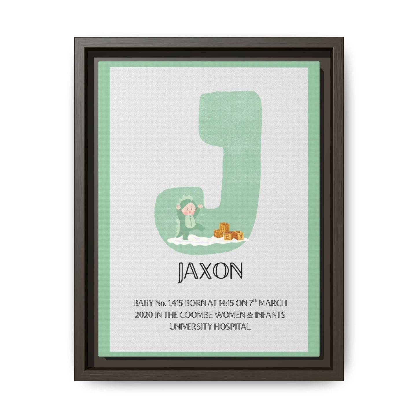 NewBorn Name Board Matte Canvas, Framed (Colour Variants Available)