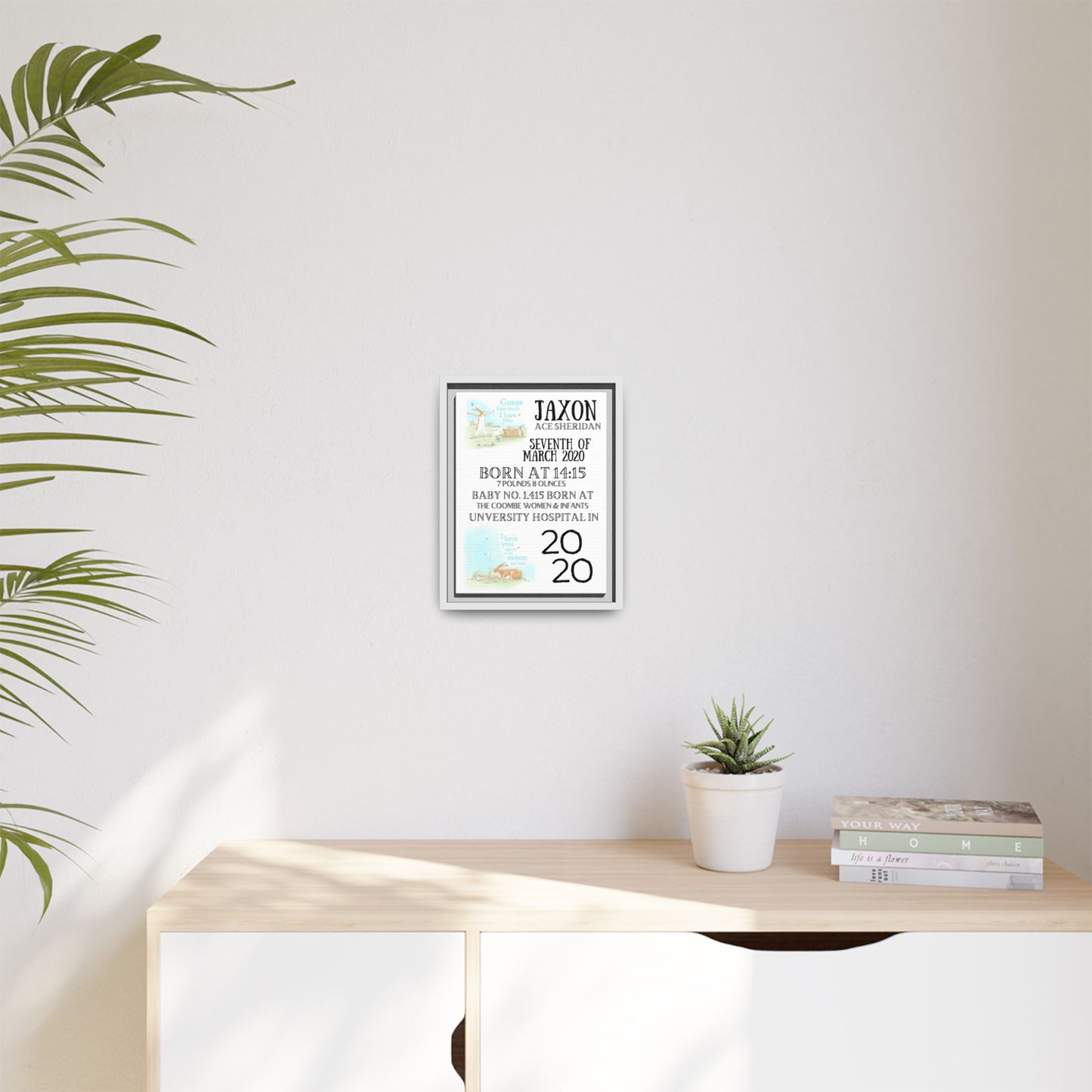 NewBorn Personalised Matte Canvas, Framed (Variant Designs Available)