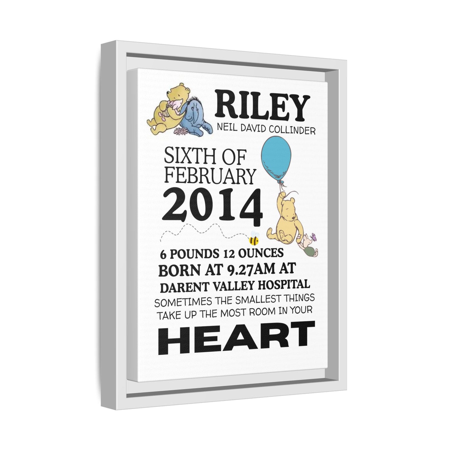 Winnie NewBorn Framed Canvas Print - Personalised Newborn Print (Variants Available)