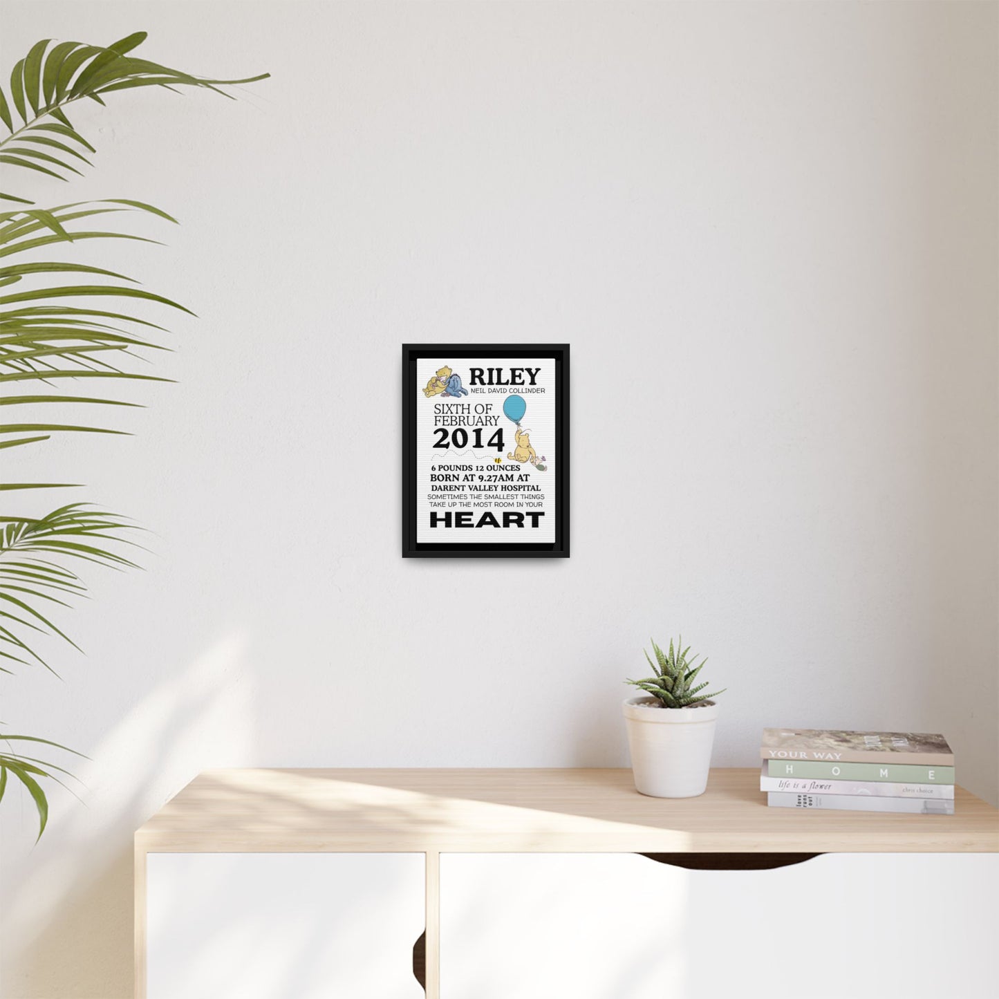 Winnie NewBorn Framed Canvas Print - Personalised Newborn Print (Variants Available)