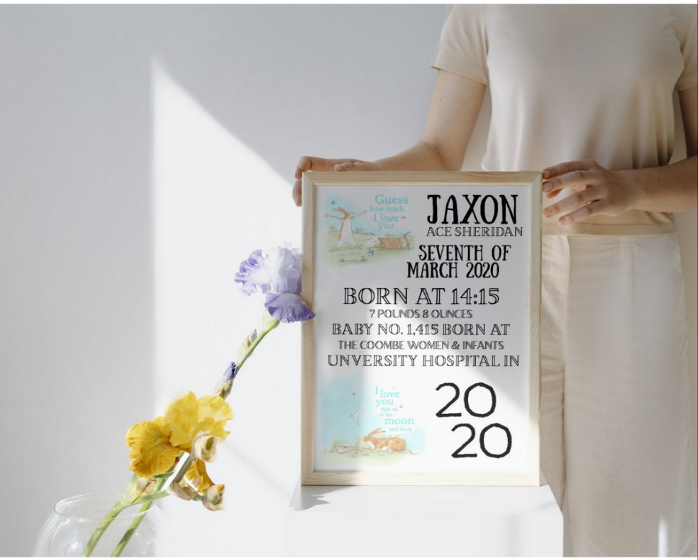 Personalized Moon & Back Baby Print