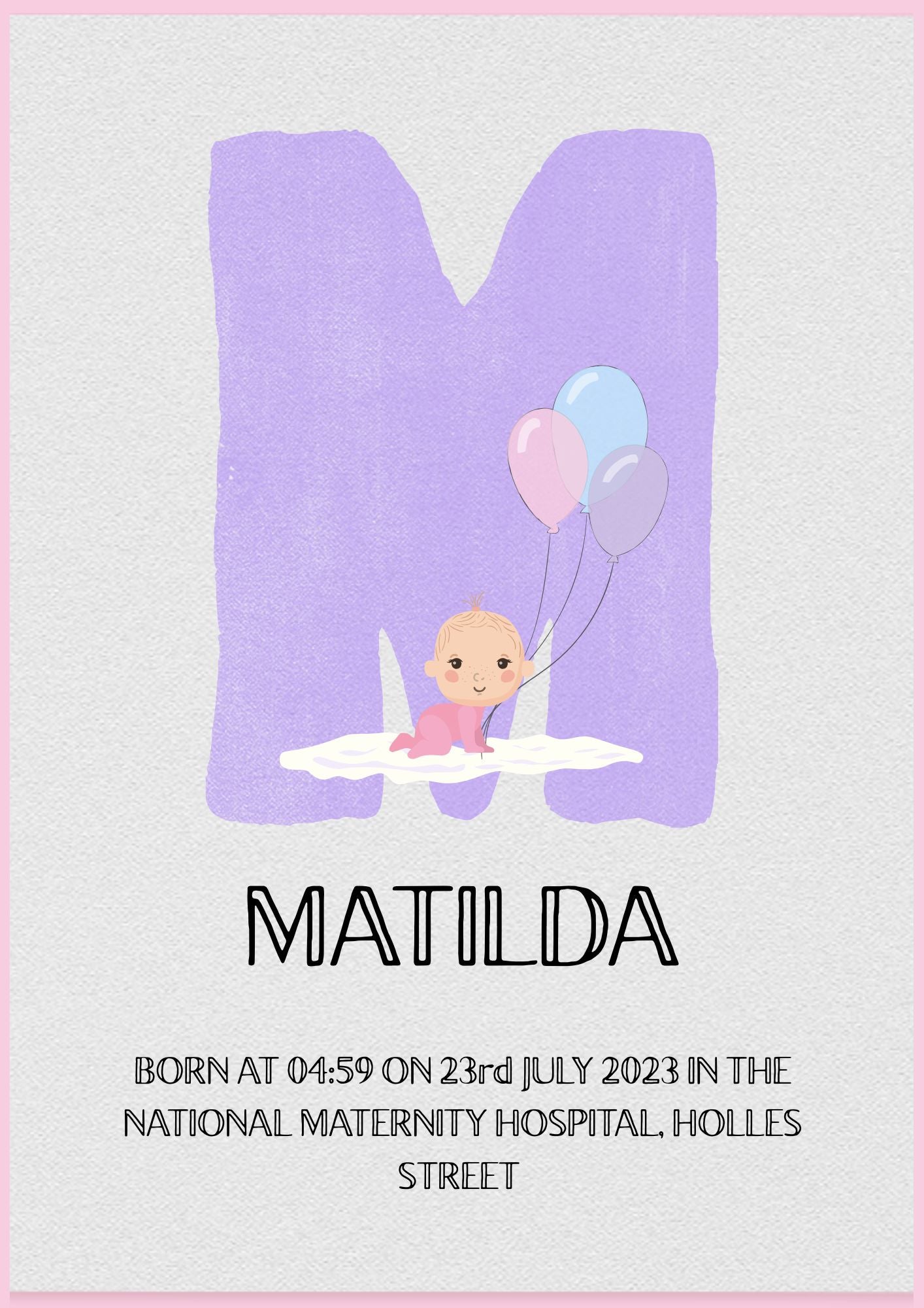 Personalized Baby Name Board Print (Colour Variants Available)