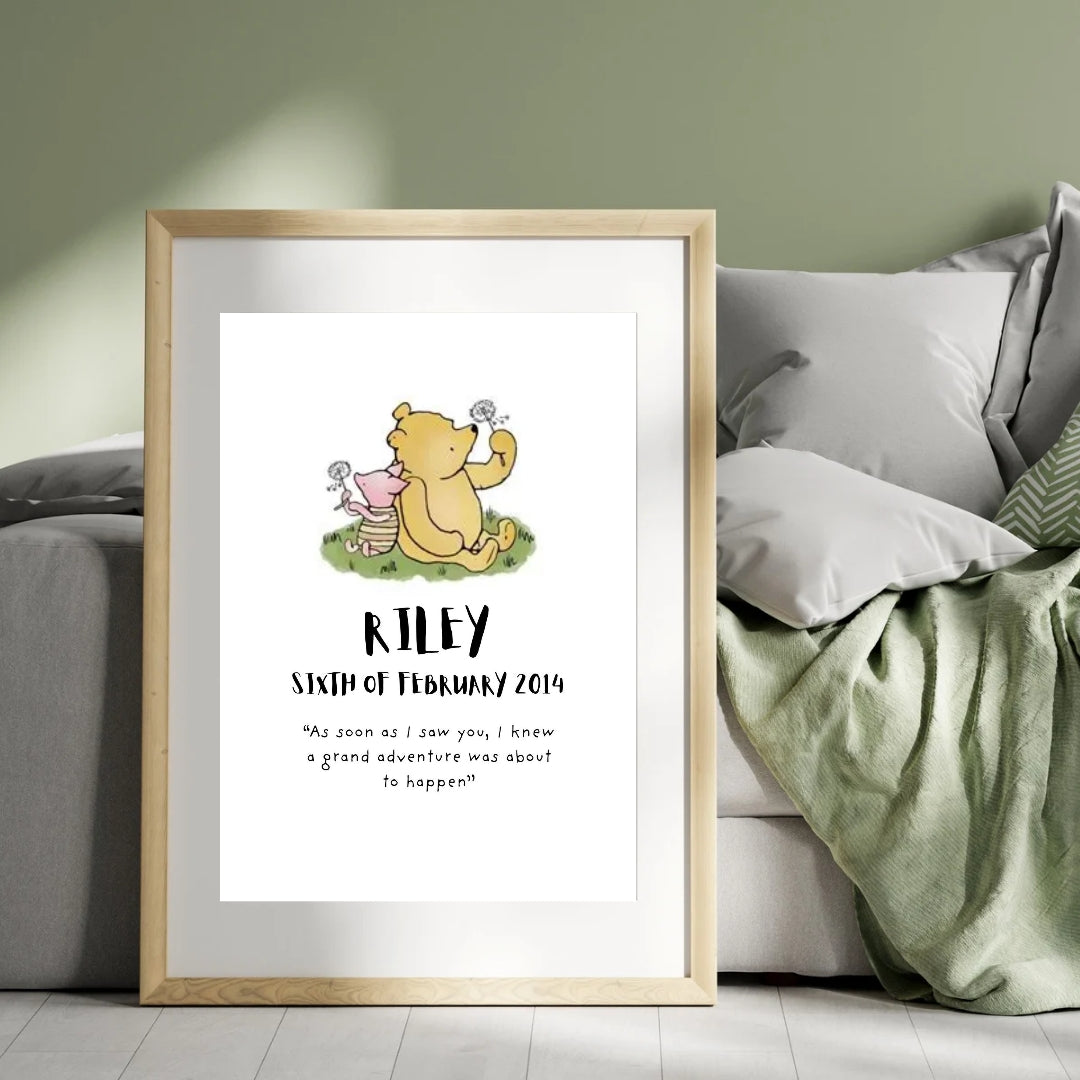Personalized Bear & Piglett Baby Print