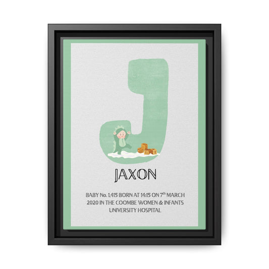 NewBorn Name Board Matte Canvas, Framed (Colour Variants Available)