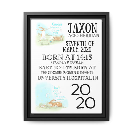 NewBorn Personalised Matte Canvas, Framed (Variant Designs Available)