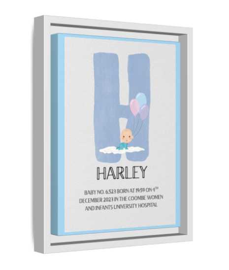 NewBorn Name Board Matte Canvas, Framed (Colour Variants Available)