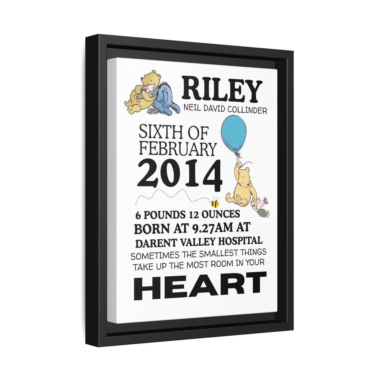 Winnie NewBorn Framed Canvas Print - Personalised Newborn Print (Variants Available)