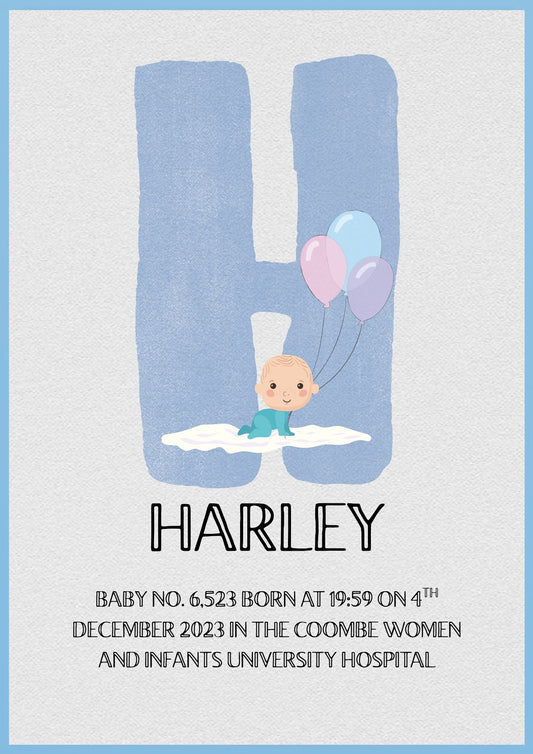 Personalized Baby Name Board Print (Colour Variants Available)