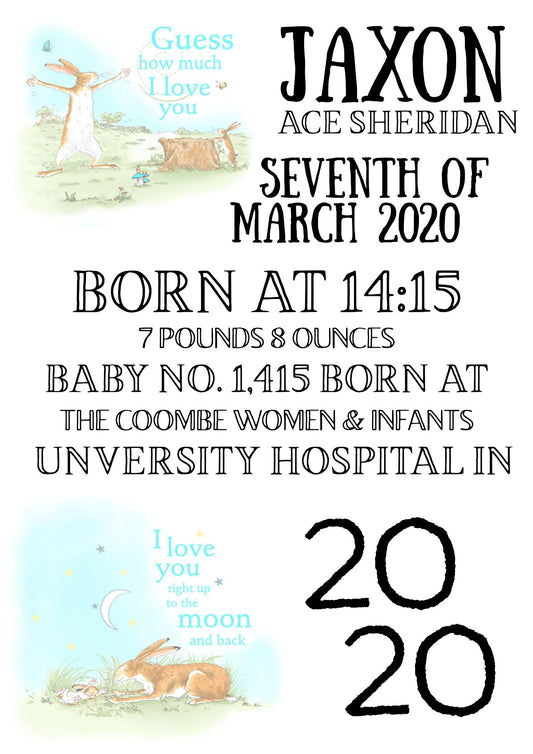 Personalized Moon & Back Baby Print