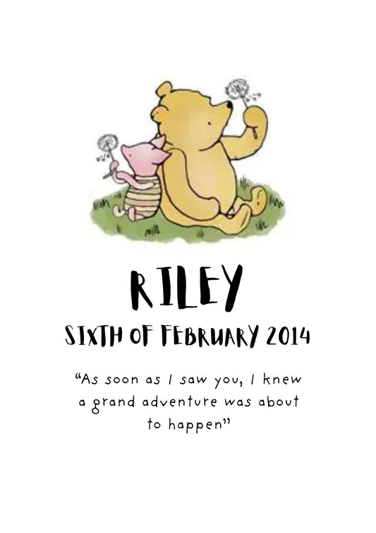 Personalized Bear & Piglett Baby Print